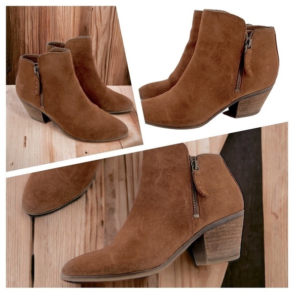 Frye Women's Judy Zip Bootie Ankle Boots Size 6 M 347-0015-COGNAC Suede - Picture 3 of 16